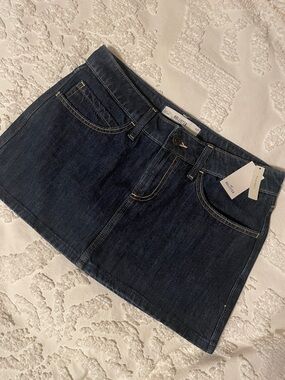 Best Seller Hollister Dark Blue Denim Low Waist Mini Skort